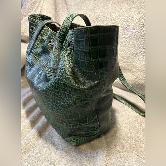 Patricia Nash 10th Anniversary Croc Embossed Leather Tassel Shoulder Bag